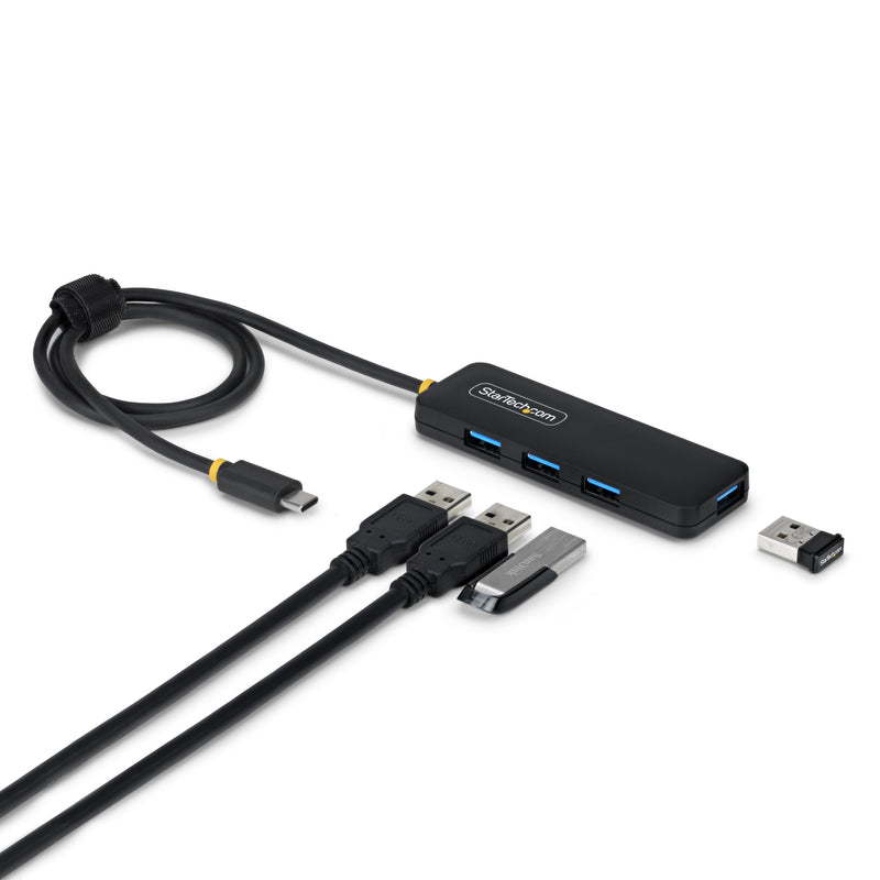 StarTech.com 4-Port USB-C Hub, 5Gbps, Bus Powered, USB-C to 4x USB-A Mini Hub, Extra Long 2ft/61cm Host Cable, PCR Plastic