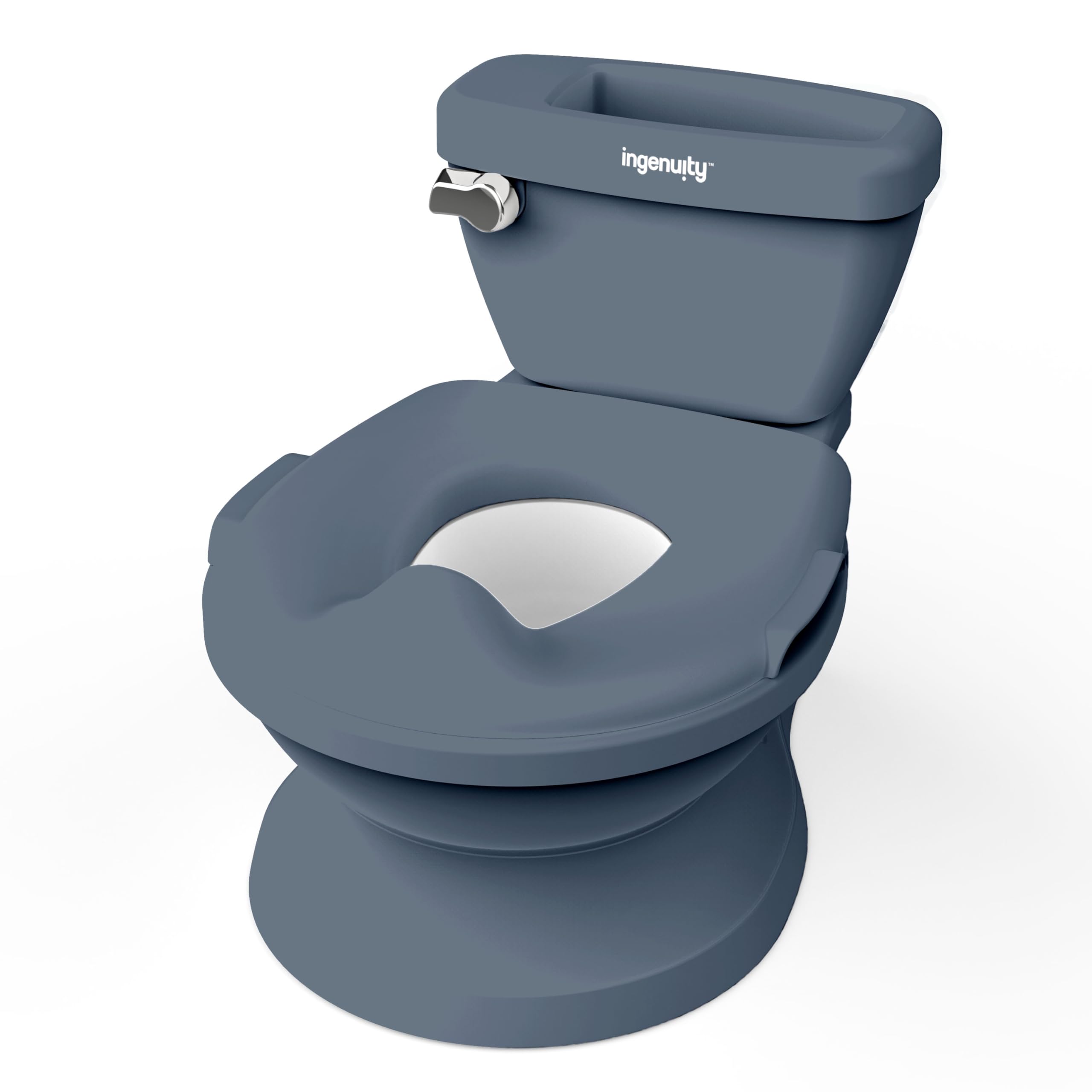 Ingenuity My Size Potty Pro, Potty Training Toilet, Levensecht Spoelend Geluid, voor Leeftijd 18 Maanden, Tot 50 lbs (Marineblauw