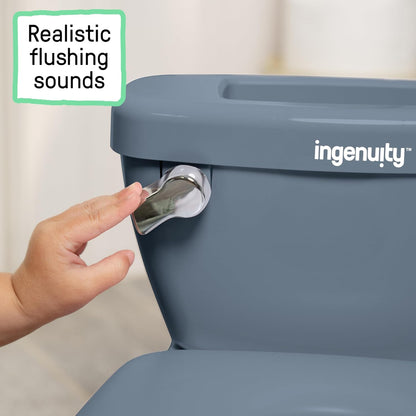 Ingenuity My Size Potty Pro, Potty Training Toilet, Levensecht Spoelend Geluid, voor Leeftijd 18 Maanden, Tot 50 lbs (Marineblauw