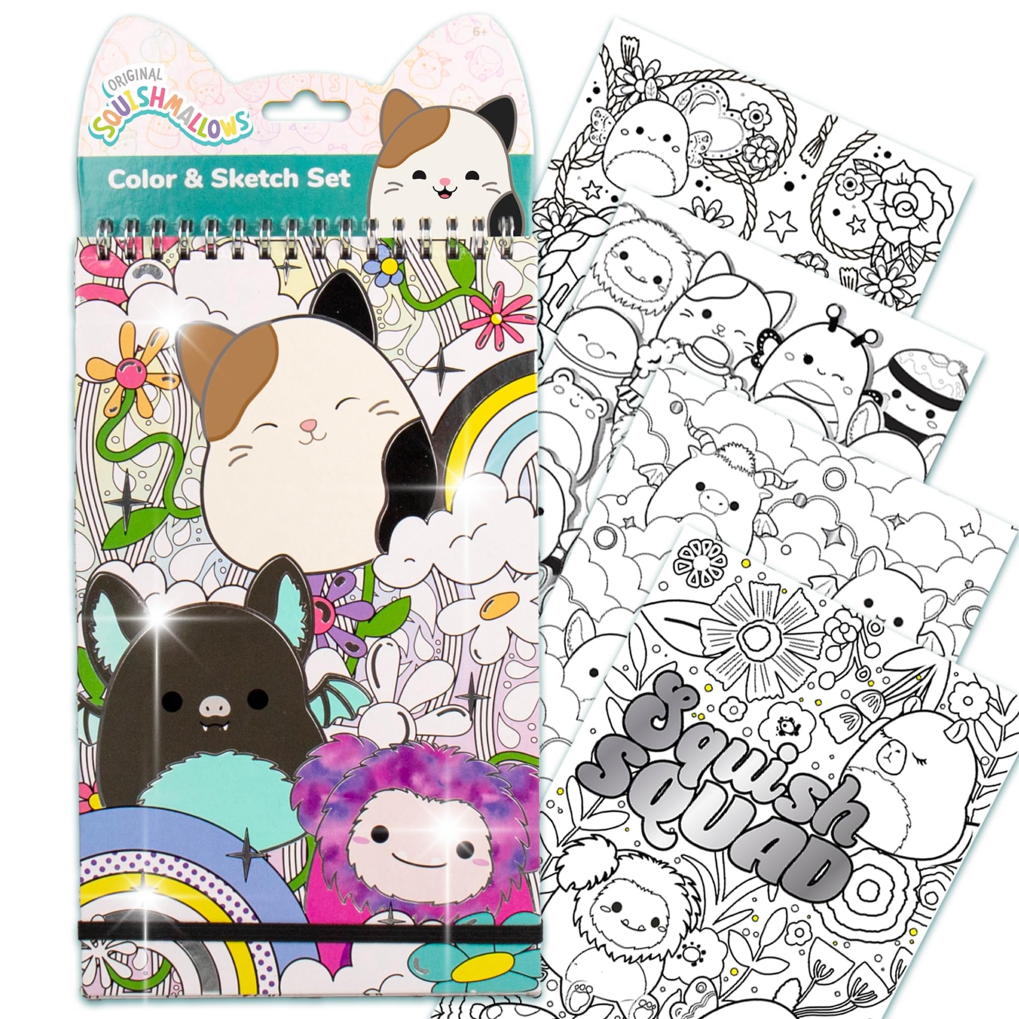 Original Squishmallows Color & Sketch Set, 15-Page Sketchbook, Color & Sketch Book, Sketch Pad, Drawing Pad for Kids, Coloring Books for Kids, Cute Coloring Books, Small Sketchbook, Coloring Book