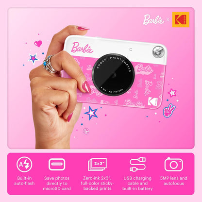 Barbie x Kodak Printomatic Digitale Camera – 5MP Draagbare Barbie Camera Print Kleurige 2x3” Stickers – Handtekeningstijl