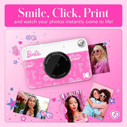 Barbie x Kodak Printomatic Digitale Camera – 5MP Draagbare Barbie Camera Print Kleurige 2x3” Stickers – Handtekeningstijl