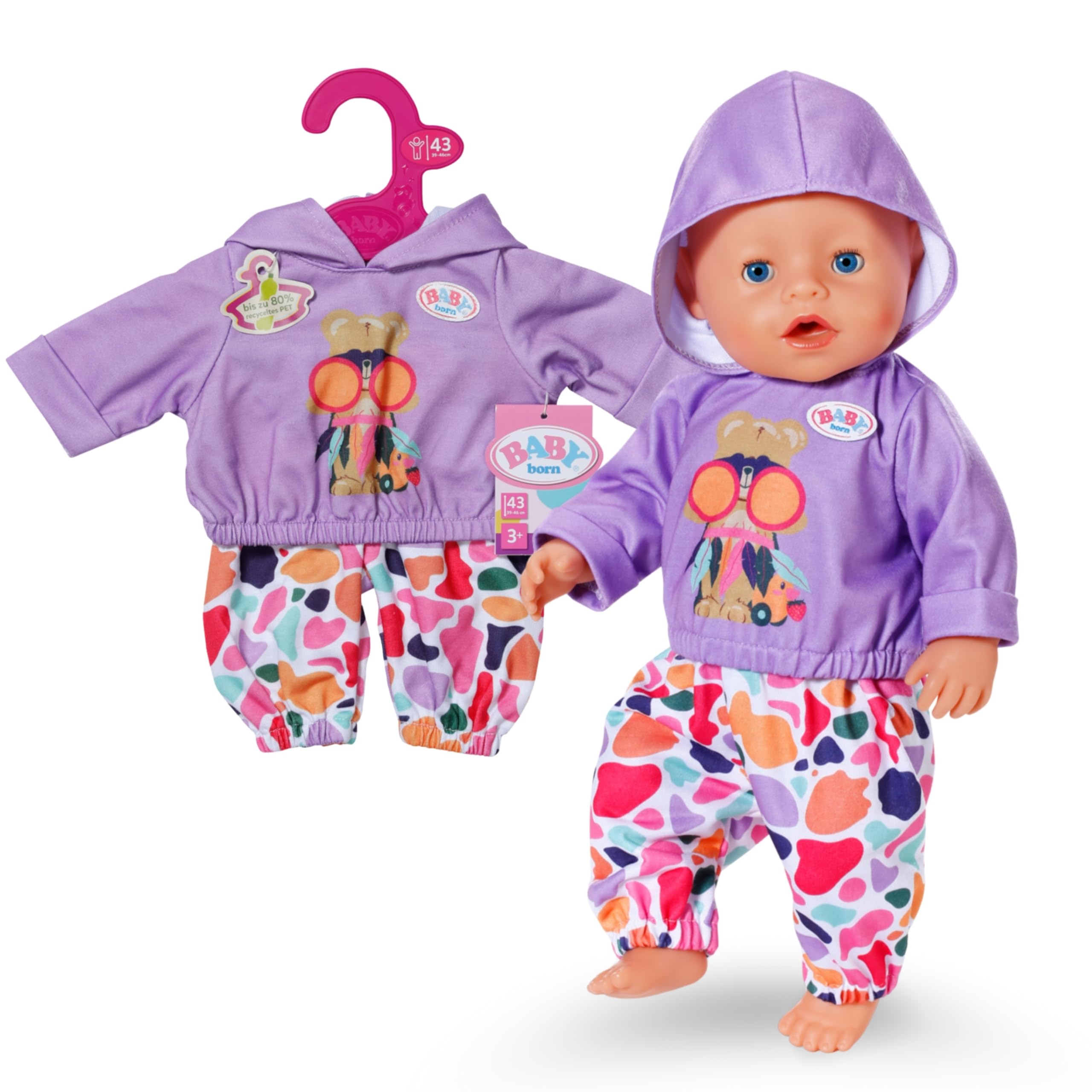 BABY born hoodie outfit met broek & topje - Hoogwaardige poppenaccessoires - Kleding geschikt voor 43 cm poppen