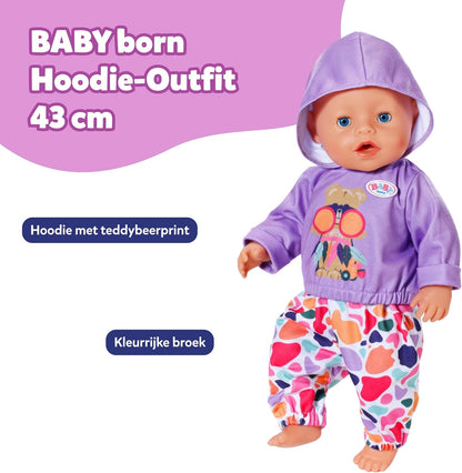 BABY born hoodie outfit met broek & topje - Hoogwaardige poppenaccessoires - Kleding geschikt voor 43 cm poppen