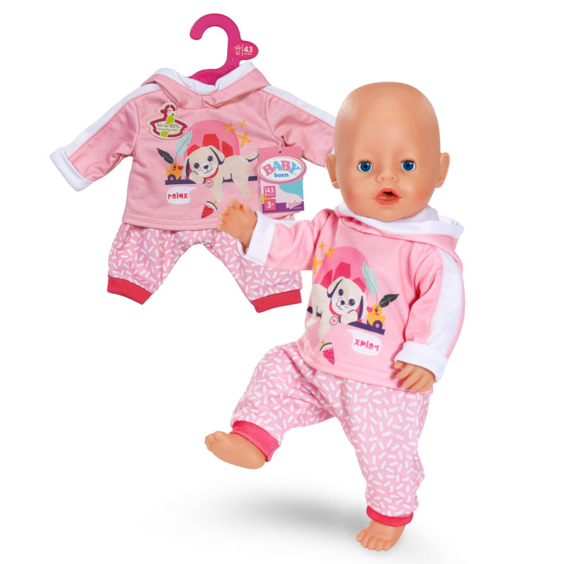 BABY born joggingpak - Met capuchon incl. hondenprint & gedessineerde broek - Hoogwaardige poppenaccessoires - Kleding geschikt voor poppen maat 43 cm