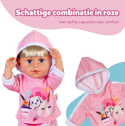 BABY born joggingpak - Met capuchon incl. hondenprint & gedessineerde broek - Hoogwaardige poppenaccessoires - Kleding geschikt voor poppen maat 43 cm