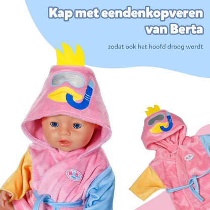 BABY born badjas - Met eendenmuts & verschillende gekleurde mouwen - Hoogwaardige poppenaccessoire - Kleding geschikt voor poppen maat 43 cm