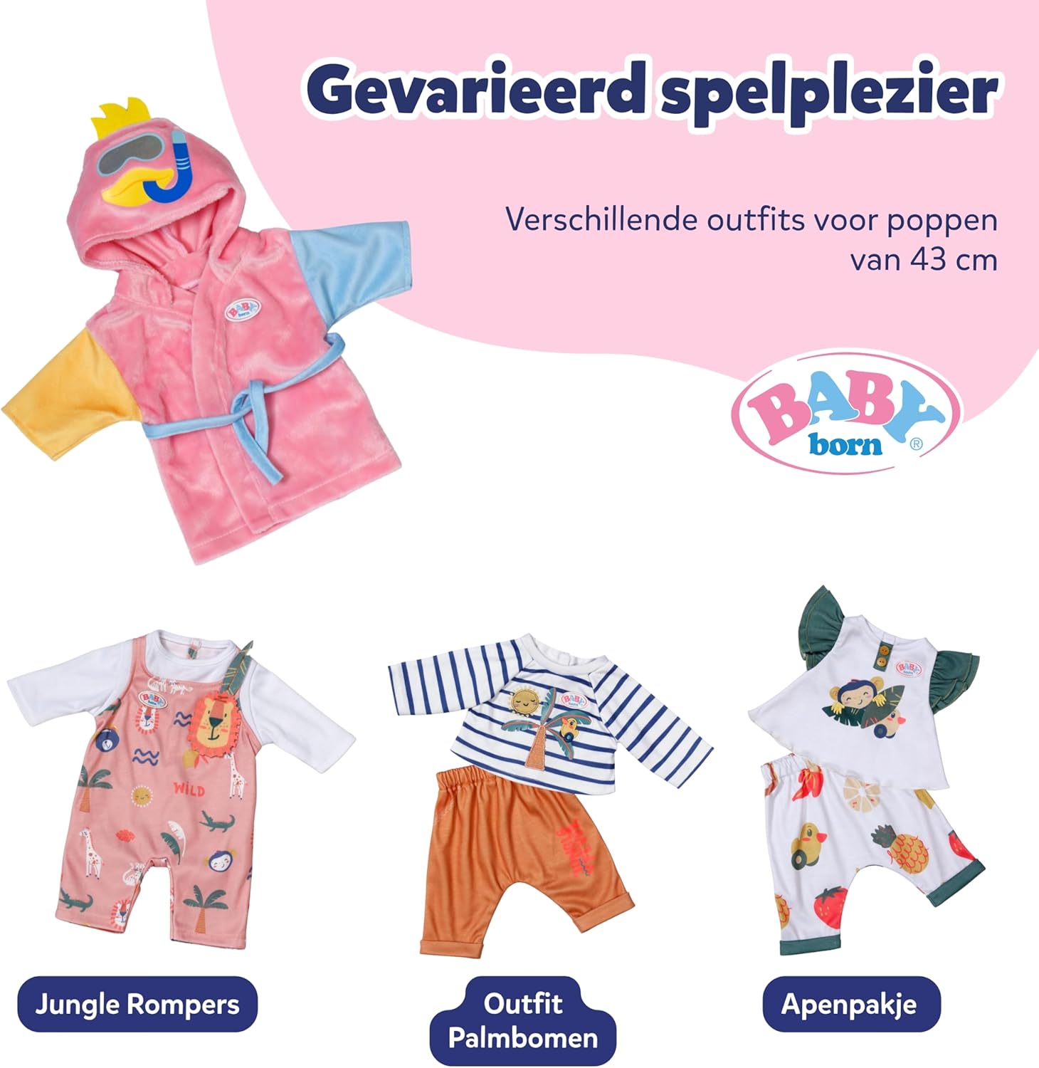 BABY born badjas - Met eendenmuts & verschillende gekleurde mouwen - Hoogwaardige poppenaccessoire - Kleding geschikt voor poppen maat 43 cm