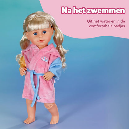 BABY born badjas - Met eendenmuts & verschillende gekleurde mouwen - Hoogwaardige poppenaccessoire - Kleding geschikt voor poppen maat 43 cm