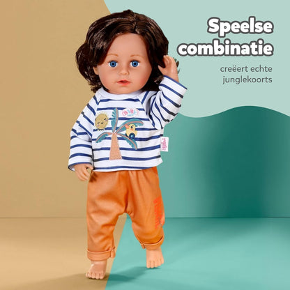 BABY born palmboom outfit met gestreept shirt met lange mouwen en palmboommotief & joggingbroek - Hoogwaardige poppenaccessoires - Kleding geschikt voor 43 cm poppen