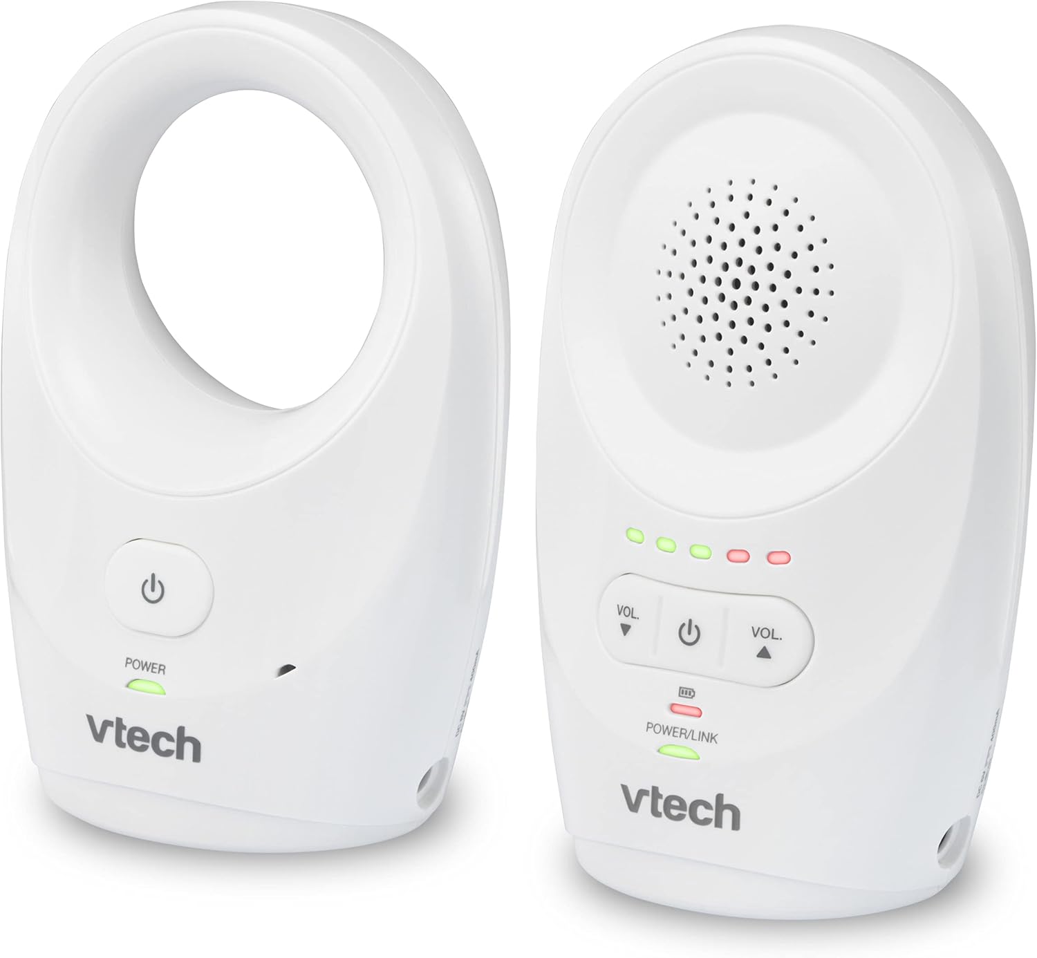 VTech DM1111 Audio Babymonitor, lang bereik tot 460 m, overdrachten in beschermde modus, cystal-clear geluid, oplaadbare batterij, levensduur tot 8 uur, wit