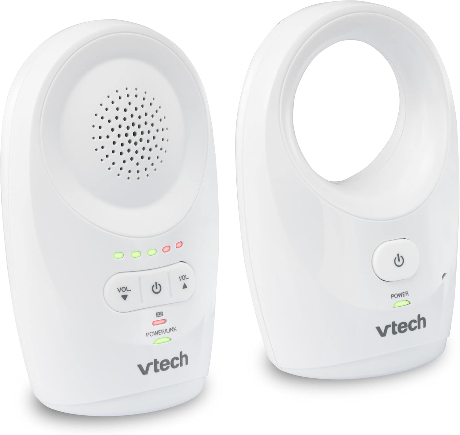 VTech DM1111 Audio Babymonitor, lang bereik tot 460 m, overdrachten in beschermde modus, cystal-clear geluid, oplaadbare batterij, levensduur tot 8 uur, wit