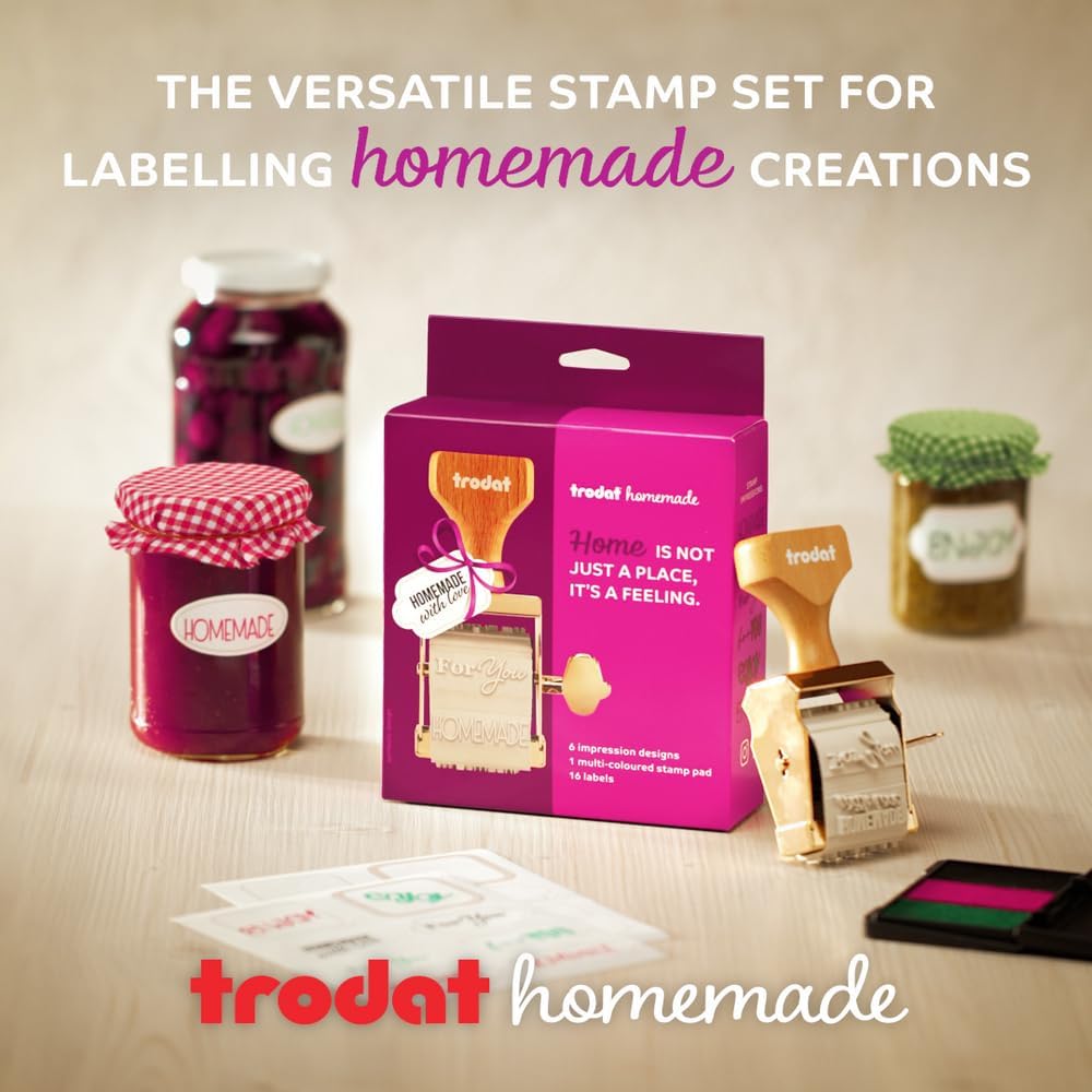 Trodat Homemade Rubber Stamp, Black, Green and Red, Approx. 45x15 mm