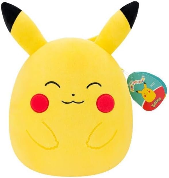 Squishmallows 25 cm Pokémon Pikachu - Geel/Rood - Offical Pokemon Stuffed Toy for Children 3+