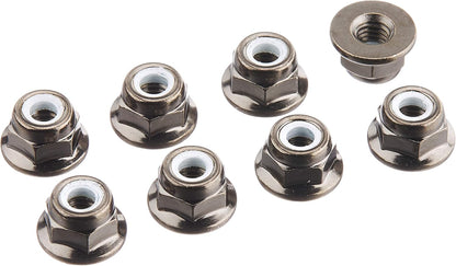 Tamiya 54642 4mm Flange Lock Nuts (Black, 8 Pcs.) (Wheel Nuts/TT01/TT02/DT02
