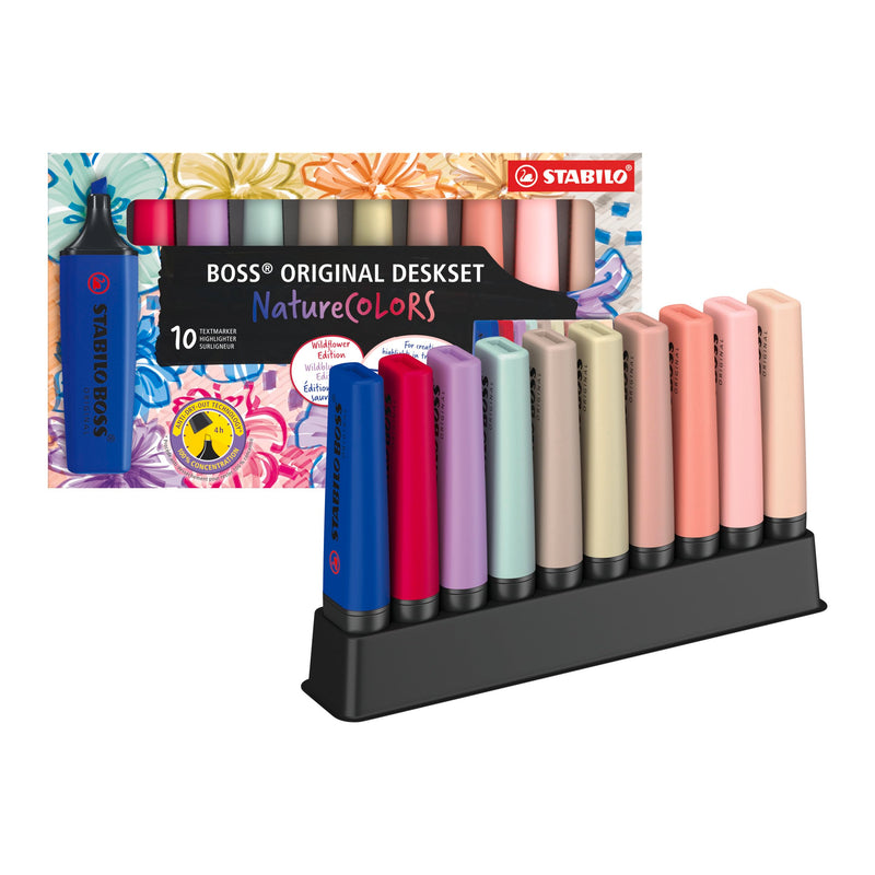 STABILO BOSS ORIGINAL - Evidenziatore - NatureCOLORS Wildflower - Desk-Set - 10 Colori assortiti