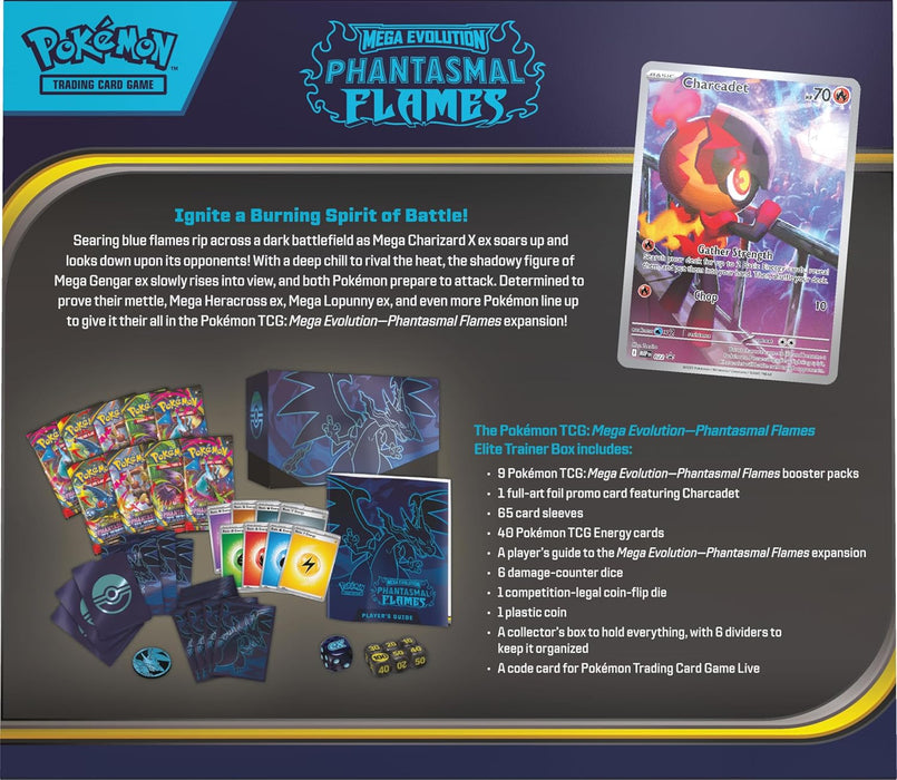 Pokémon TCG: Mega Evolution—Phantasmal Flames Elite Trainer Box (1 Full-Art Promo Card, 9 Booster Packs & Premium Accessories