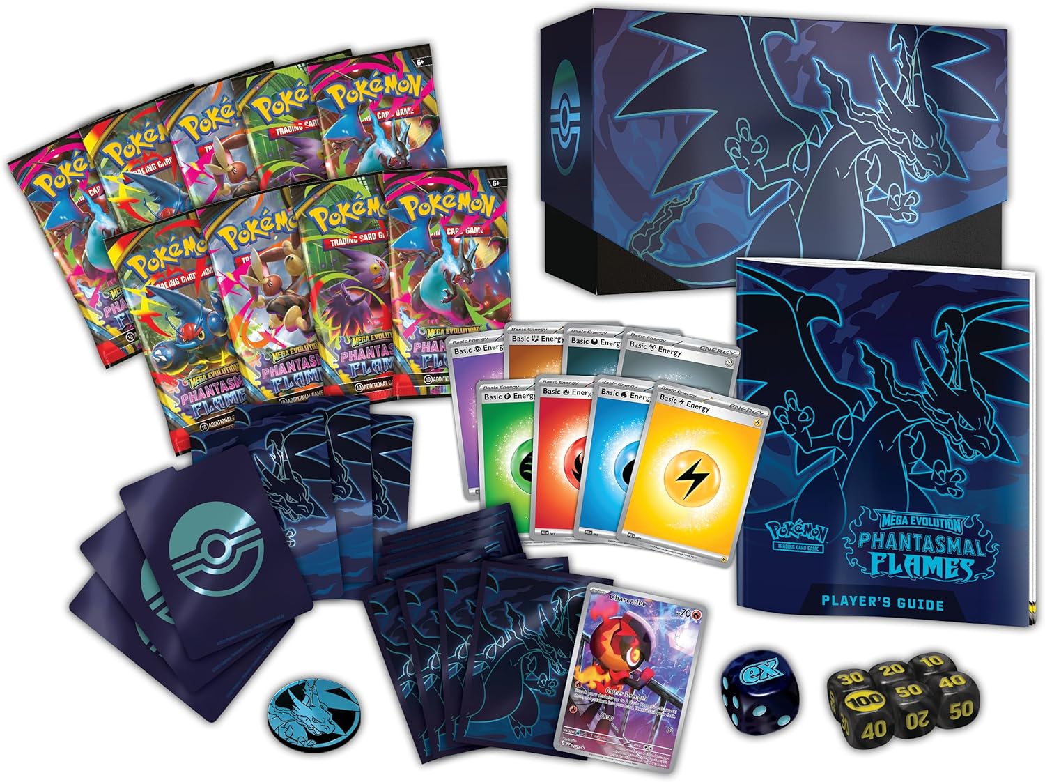 Pokémon TCG: Mega Evolution—Phantasmal Flames Elite Trainer Box (1 Full-Art Promo Card, 9 Booster Packs & Premium Accessories