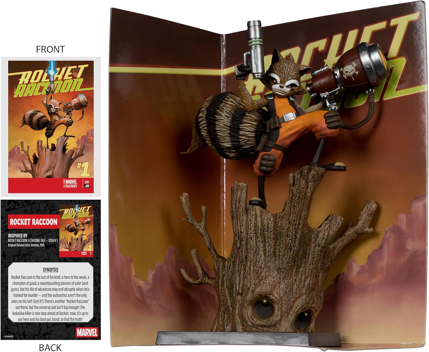 McFarlane Toys - Marvel Rocket Racoon à l'échelle 1:6ème à collectionner avec scène (Rocket Racoon : A Chasing Tale #1