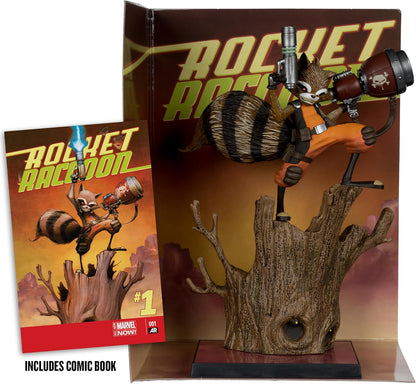 McFarlane Toys - Marvel Rocket Racoon à l'échelle 1:6ème à collectionner avec scène (Rocket Racoon : A Chasing Tale #1