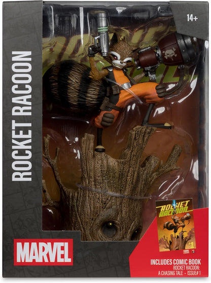 McFarlane Toys - Marvel Rocket Racoon à l'échelle 1:6ème à collectionner avec scène (Rocket Racoon : A Chasing Tale #1