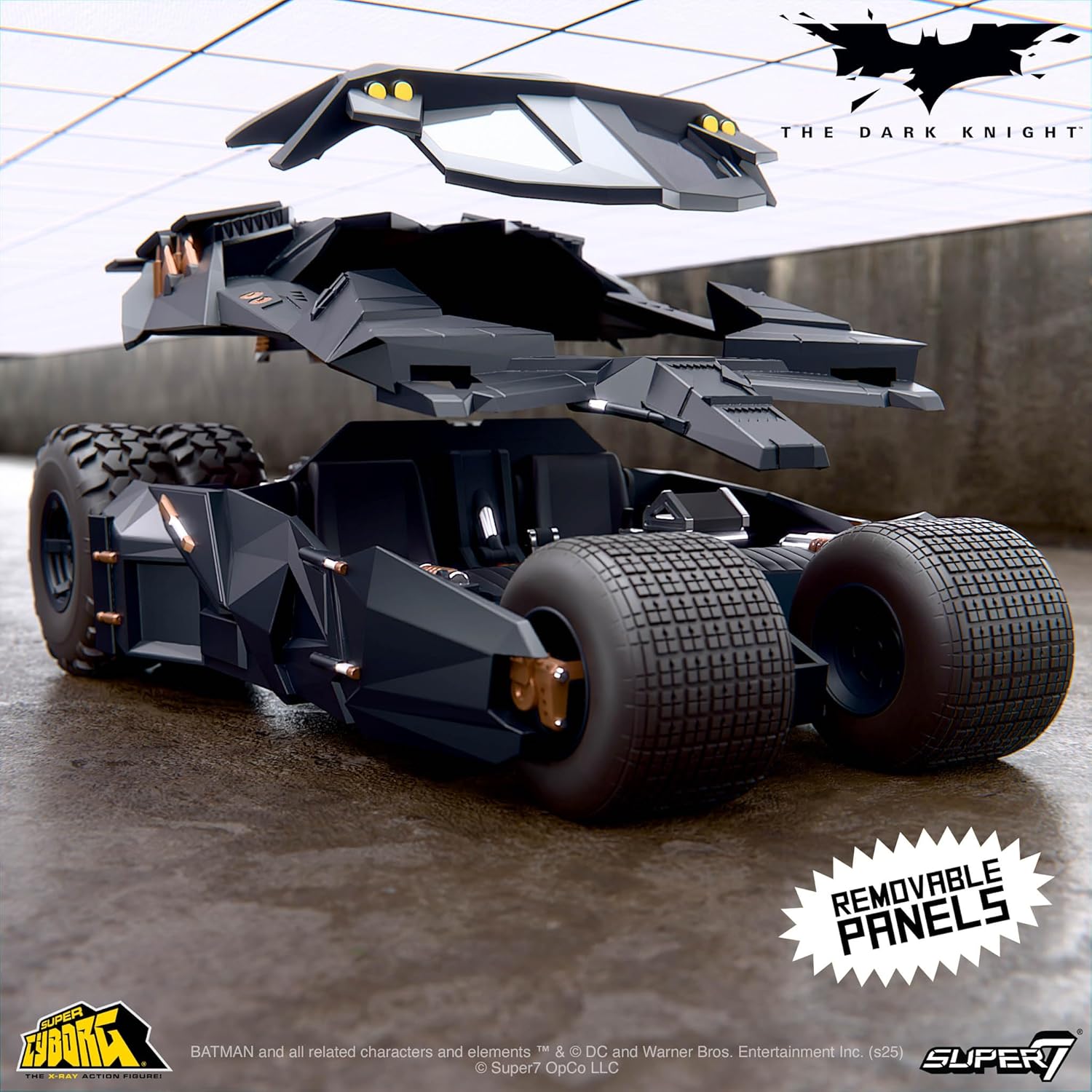 Super7 Batman Super Cyborg – Figurine Batmobile Tumbler (Pleine Couleur