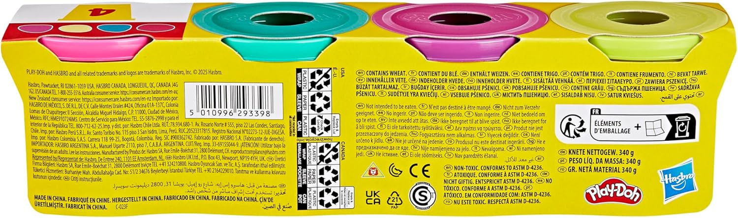 Play-Doh 4 Pack 85 Grams Vibrant Colours