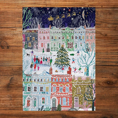 Gibsons Christmas in London 3 x 500 Piece Jigsaw Puzzle Set for Adults – Festive Multi-Box Collection by Emma Frances Grant – Winter in Notting Hill, Shoppers in the Snow & Christmas Market Magic