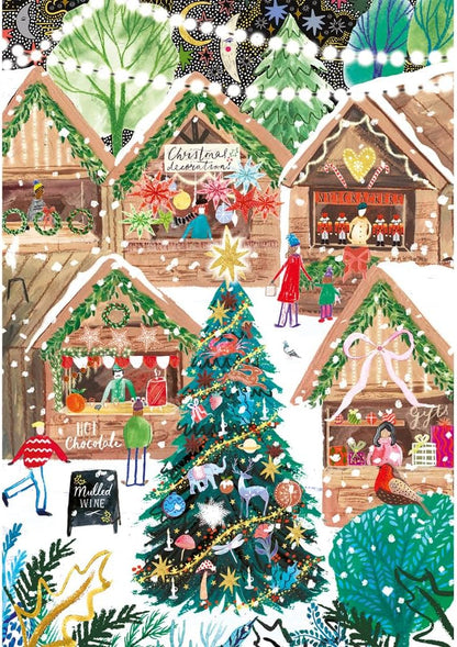 Gibsons Christmas in London 3 x 500 Piece Jigsaw Puzzle Set for Adults – Festive Multi-Box Collection by Emma Frances Grant – Winter in Notting Hill, Shoppers in the Snow & Christmas Market Magic