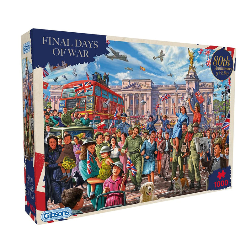 Gibsons Final Days of War 1000 Piece Jigsaw Puzzle – VE Day Celebration Outside Buckingham Palace by Steve Crisp – Commemorative Puzzle for Adults – Sustainable Premium Quality by Gibsons Games