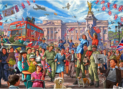 Gibsons Final Days of War 1000 Piece Jigsaw Puzzle – VE Day Celebration Outside Buckingham Palace by Steve Crisp – Commemorative Puzzle for Adults – Sustainable Premium Quality by Gibsons Games