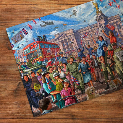 Gibsons Final Days of War 1000 Piece Jigsaw Puzzle – VE Day Celebration Outside Buckingham Palace by Steve Crisp – Commemorative Puzzle for Adults – Sustainable Premium Quality by Gibsons Games