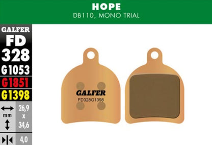 Galfer Hope Bremsbeläge Mono Trial Sinternized 2017