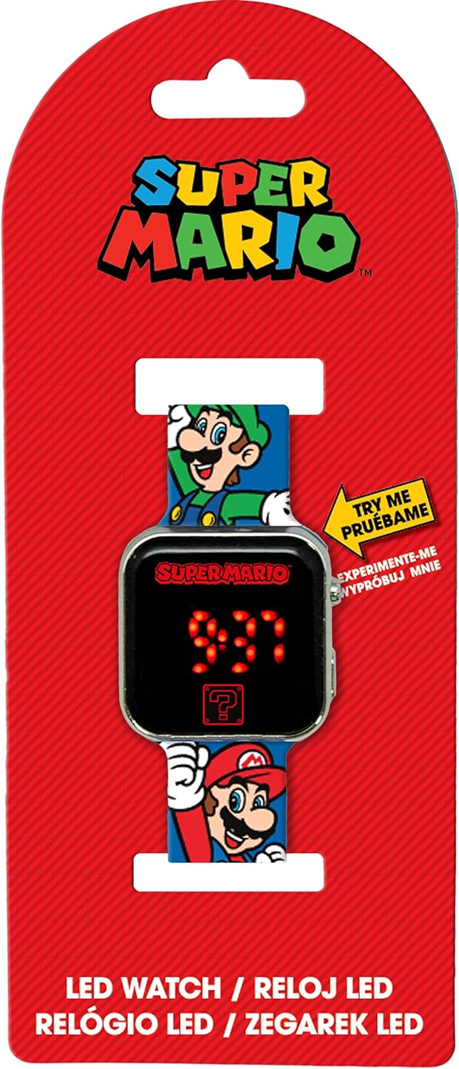 Disney - Super Mario Bros. Red Printed Strap Led Watch