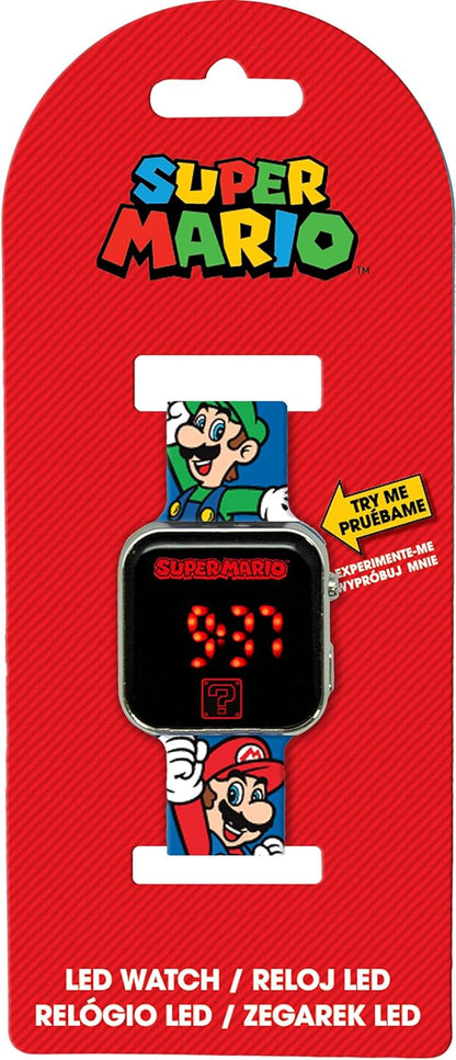 Disney - Super Mario Bros. Red Printed Strap Led Watch