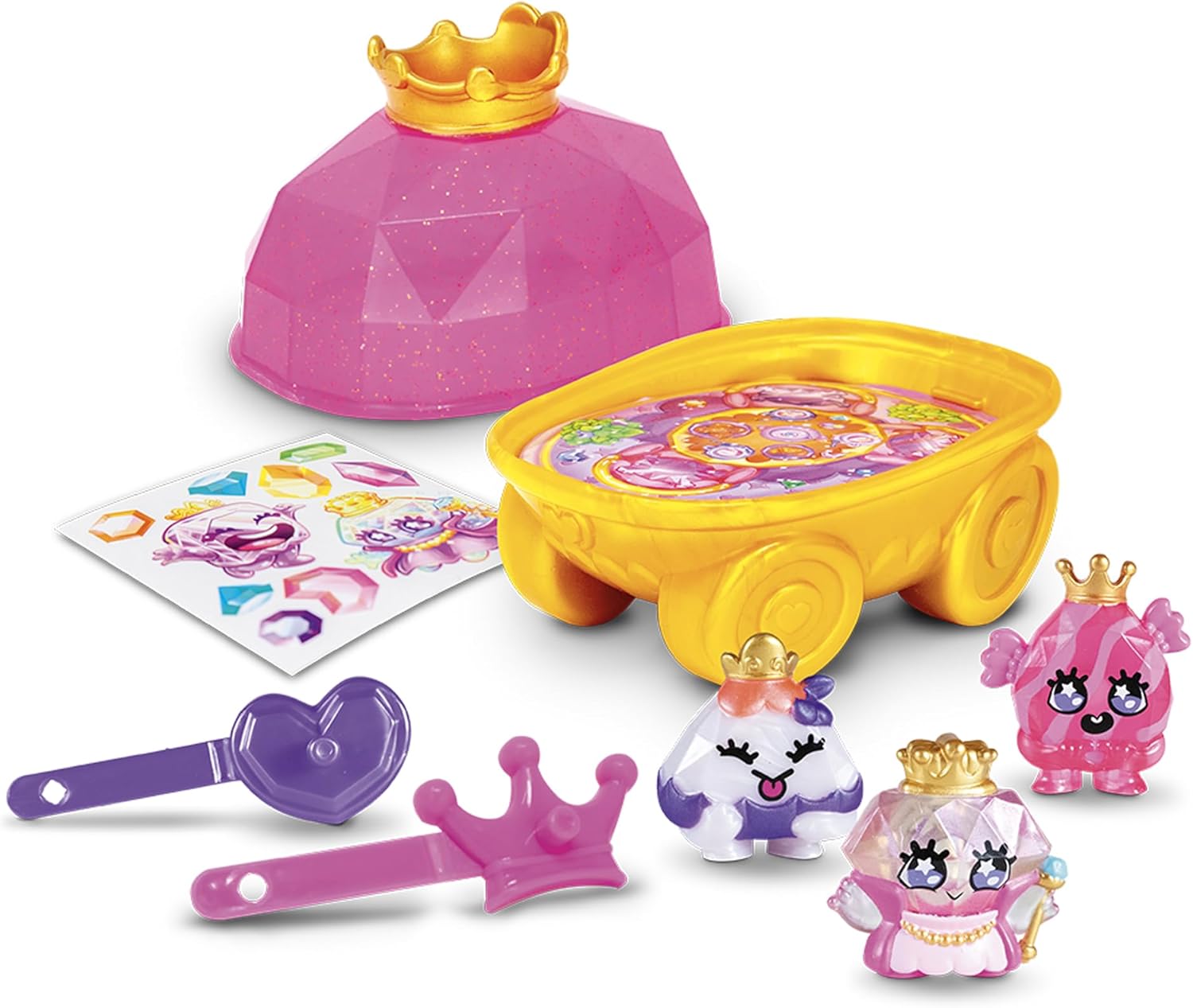 BANDAI TH00002 Pinky Promise Royal Carriage Set Blind Box Contains 3 Collectable Gemmy Friends and 2 Hair Clips Mix and Match Gems and Girls Jewellery for Customisable Wearable Fun