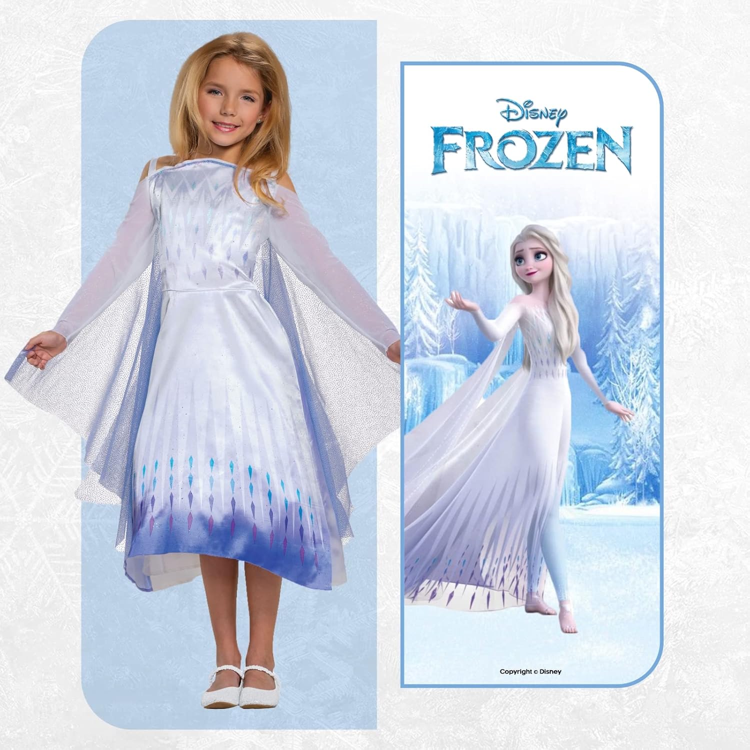 Disney officieel Classic Frozen Elsa-kostuum voor meisjes, Elsa-jurk meisjes, ijskoningin-kostuum voor meisjes, Elsa-kostuum voor kinderen, carnaval, carnavalskostuum, prinsessenkostuum voor kinderen