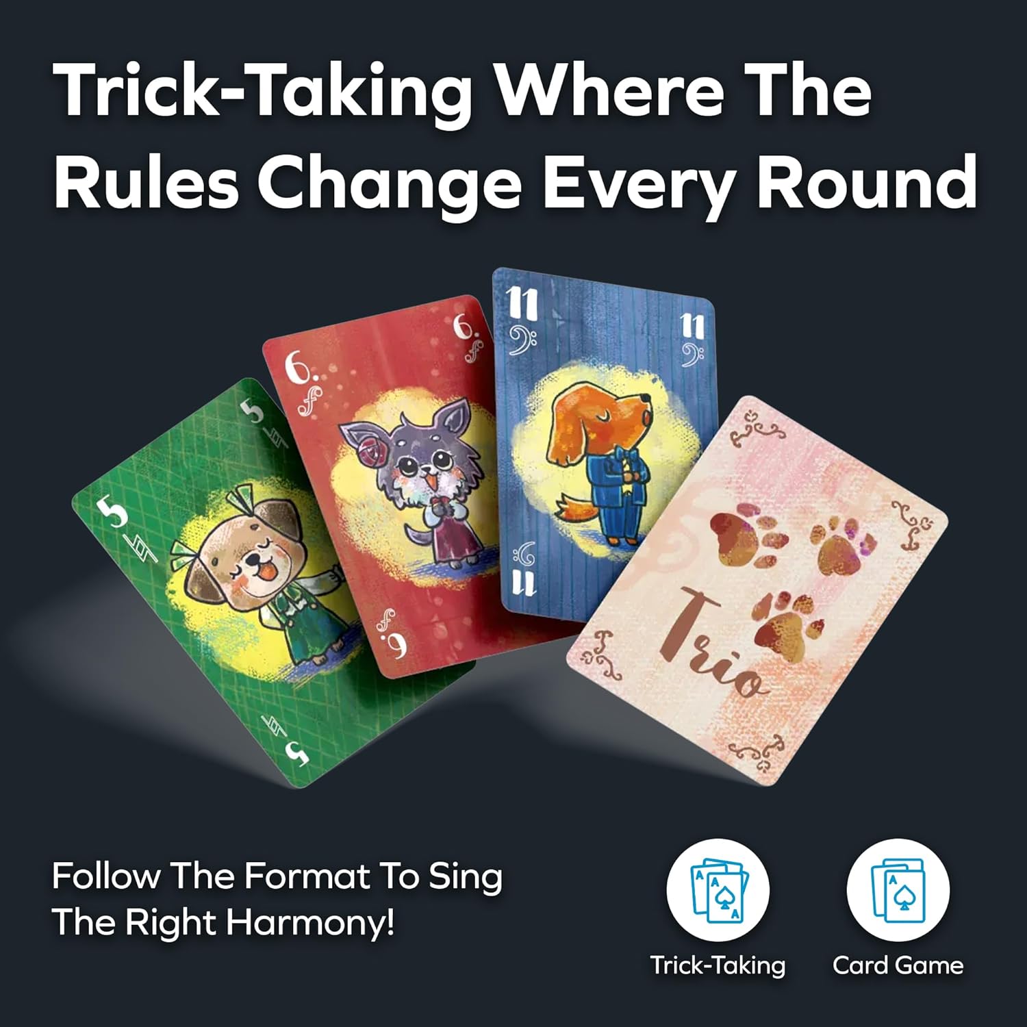 Allplay Vivo Card Game - Trick-Taking Tabletop Game with Musical Harmony Mechanics - 2-5 Players, Small Box, Fast-Paced Strategy