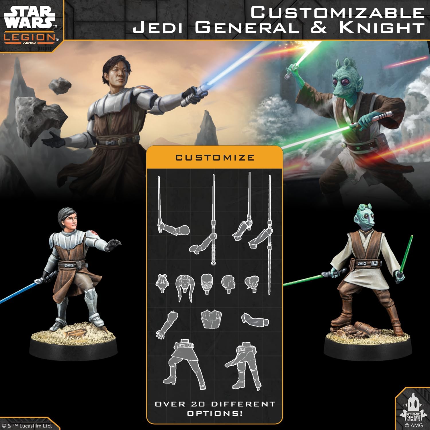 Asmodee | Star Wars: Legion - Customisable Jedi & Knight | Miniature Board Game | Ages 14+ | 2 Players | 90+ Minutes Playing Time