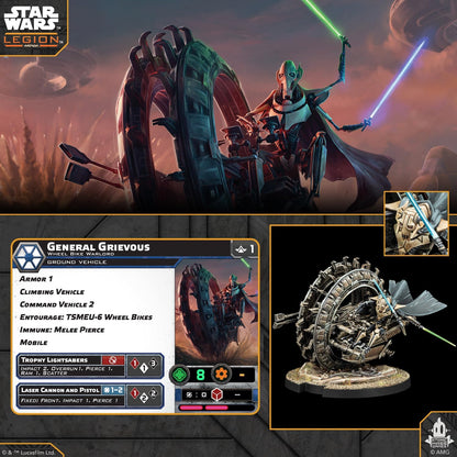 Asmodee | Star Wars: Legion - General Grievous' and TSMEU-6 Wheel Bike | Miniature Board Game | Ages 14+ | 2 Players | 90+ Minutes Playing Time