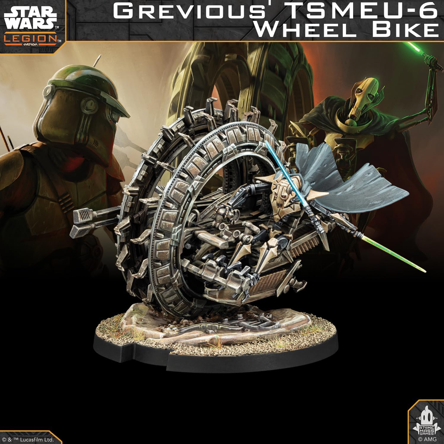 Asmodee | Star Wars: Legion - General Grievous' and TSMEU-6 Wheel Bike | Miniature Board Game | Ages 14+ | 2 Players | 90+ Minutes Playing Time