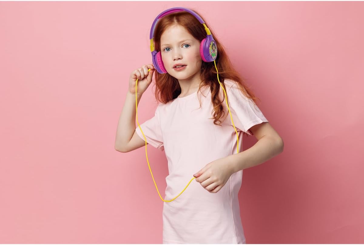 LEXIBOOK, Dora the Explorer, 2-in-1 Bluetooth & Wired Headphones with Microphone and Control Button, Foldable and Adjustable, Long-lasting Rechargeable Battery, HPBT010DOR