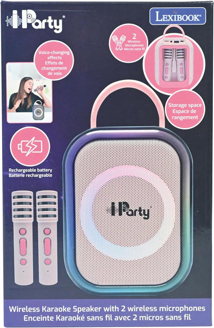 Lexibook, Draadloze Karaoke Speaker met 2 Microfoons, Roze, BTC030PK