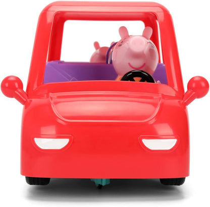 Jada Toys Peppa Pig RC Familienauto (17,5 cm) - ferngesteuertes Spielzeug-Auto für Kinder ab 3 Jahre mit fest verbauten Figuren von Peppa Wutz, Mama und Baby Evie, inklusive Fernbedienung
