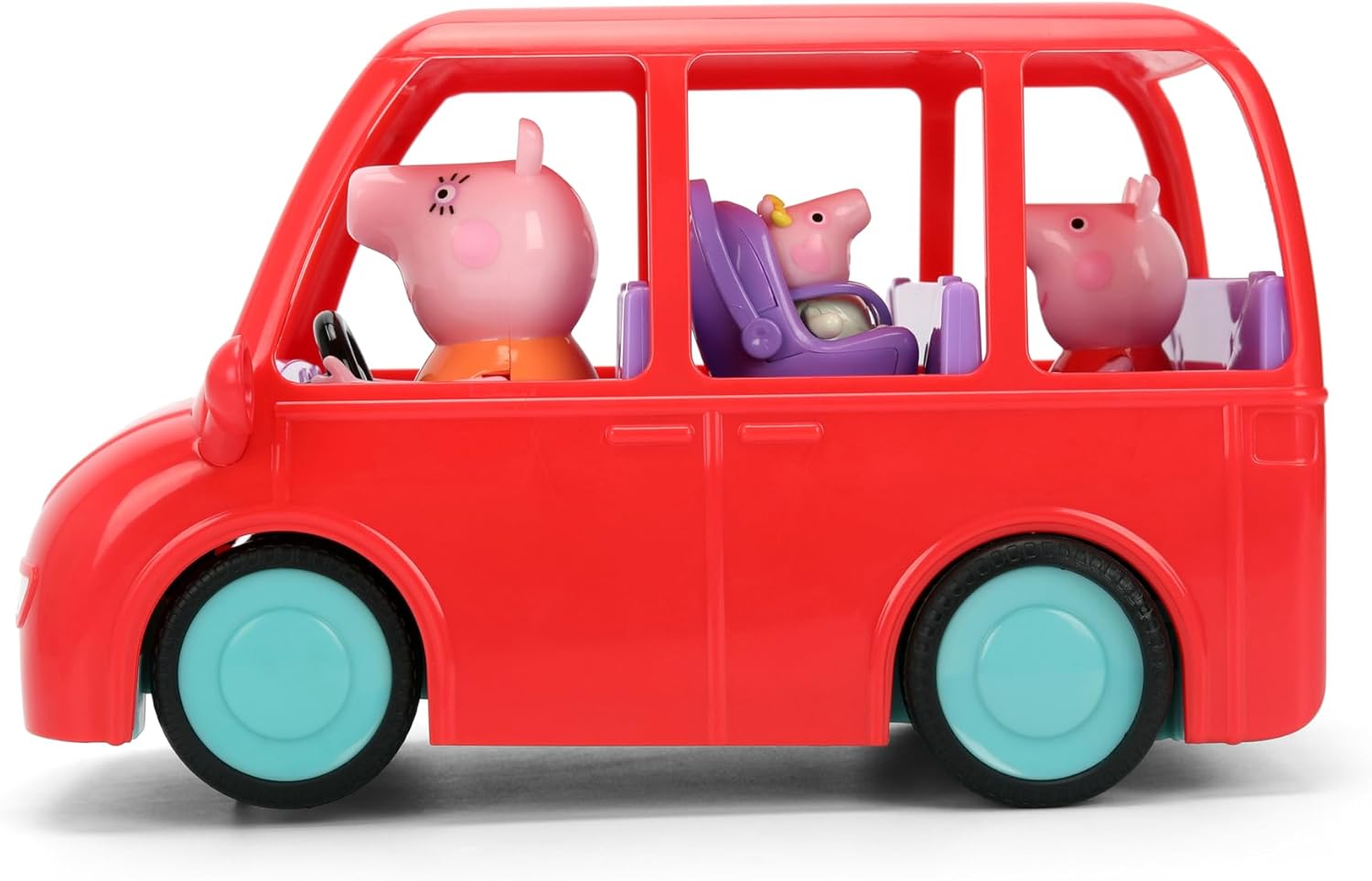 Jada Toys Peppa Pig RC Familienauto (17,5 cm) - ferngesteuertes Spielzeug-Auto für Kinder ab 3 Jahre mit fest verbauten Figuren von Peppa Wutz, Mama und Baby Evie, inklusive Fernbedienung