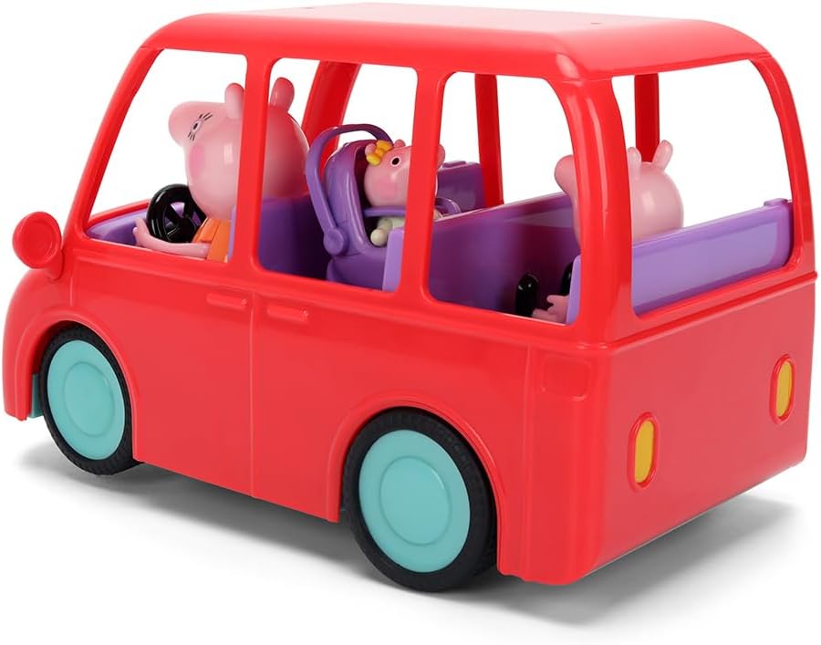Jada Toys Peppa Pig RC Familienauto (17,5 cm) - ferngesteuertes Spielzeug-Auto für Kinder ab 3 Jahre mit fest verbauten Figuren von Peppa Wutz, Mama und Baby Evie, inklusive Fernbedienung