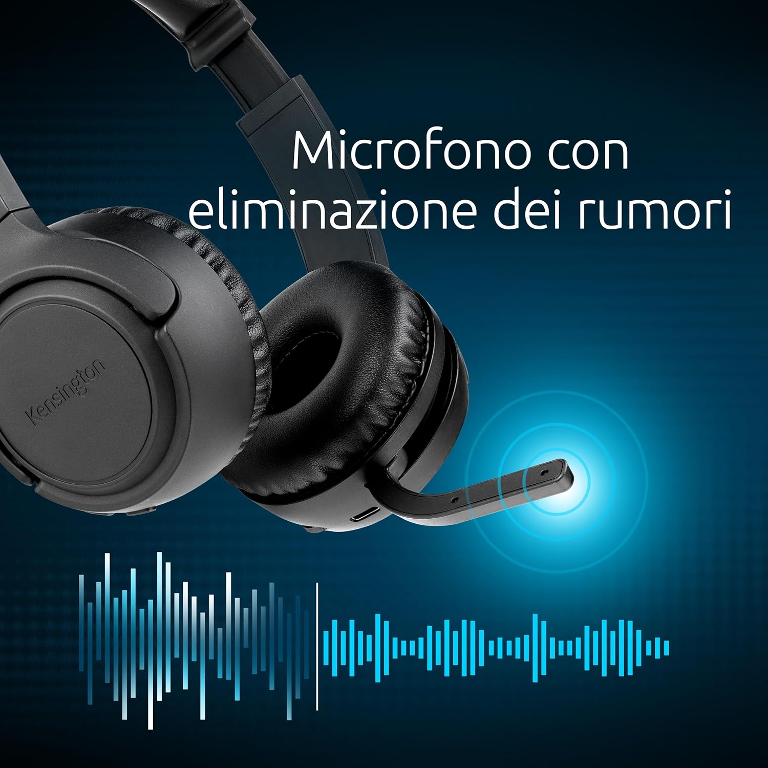 Kensington Cuffie Bluetooth 5.4 H1050 EQ Wireless Cuffie con connessione multipoint, microfono con cancellazione del rumore per ufficio, compatibile con Windows, Mac, PC, laptop, Microsoft Teams, Zoom