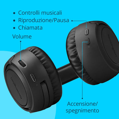 Kensington Cuffie Bluetooth 5.4 H1050 EQ Wireless Cuffie con connessione multipoint, microfono con cancellazione del rumore per ufficio, compatibile con Windows, Mac, PC, laptop, Microsoft Teams, Zoom