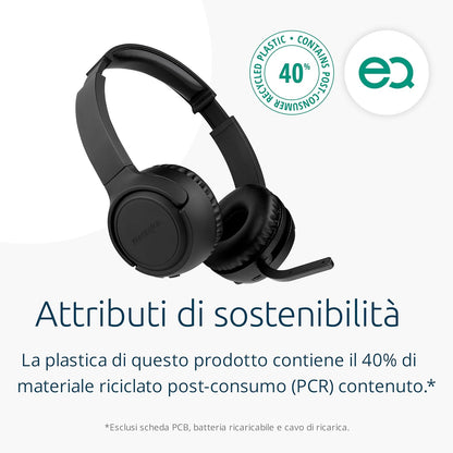 Kensington Cuffie Bluetooth 5.4 H1050 EQ Wireless Cuffie con connessione multipoint, microfono con cancellazione del rumore per ufficio, compatibile con Windows, Mac, PC, laptop, Microsoft Teams, Zoom