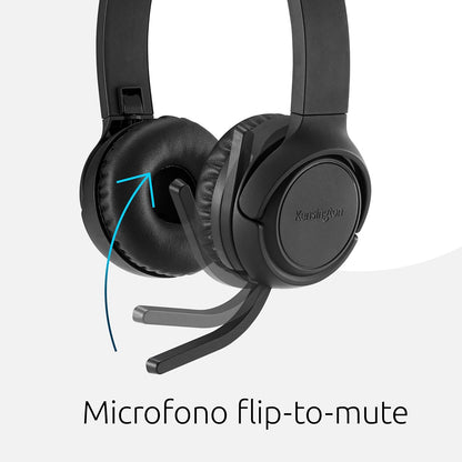 Kensington Cuffie Bluetooth 5.4 H1050 EQ Wireless Cuffie con connessione multipoint, microfono con cancellazione del rumore per ufficio, compatibile con Windows, Mac, PC, laptop, Microsoft Teams, Zoom